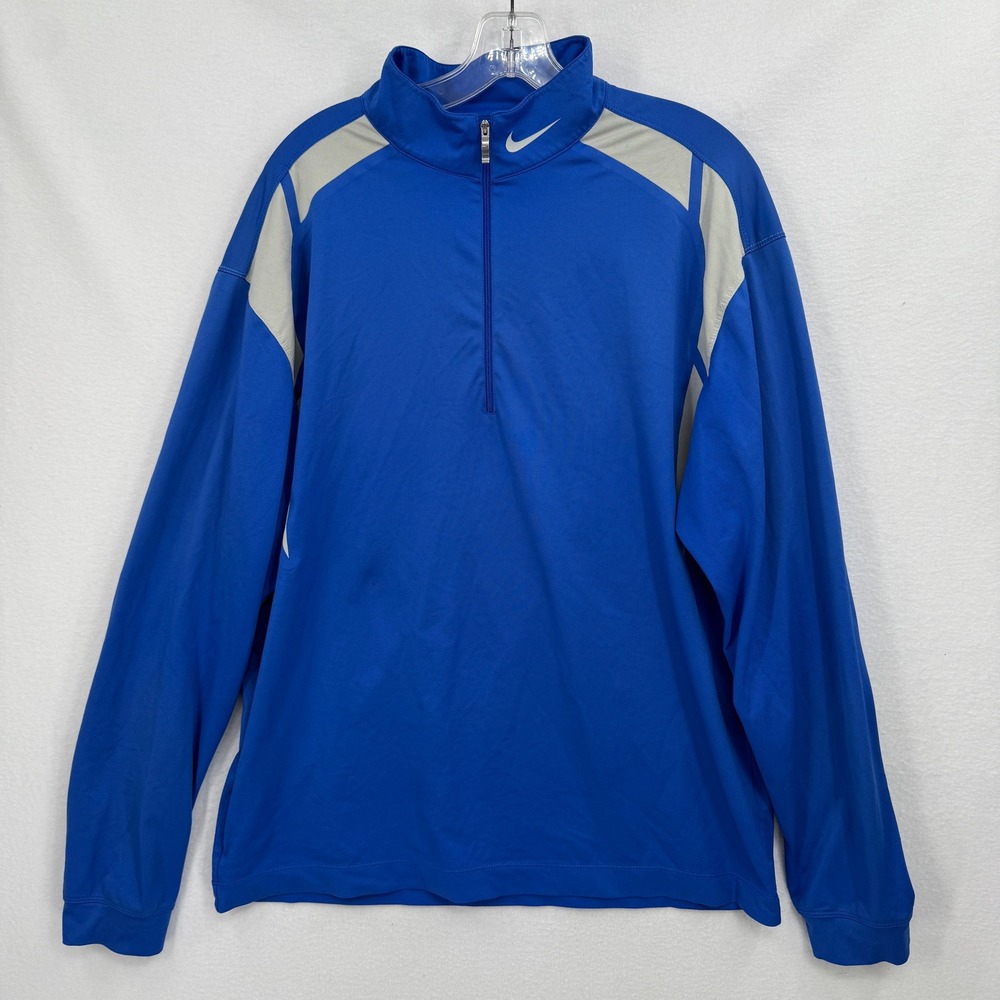 Nike Golf 1/4 Zip Pullover‎ Mens Medium Blue Dri-FIT Mock Neck 360200-450